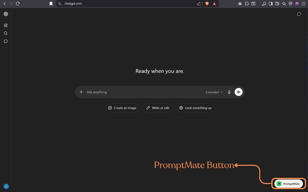 PromptMate button on ChatGPT